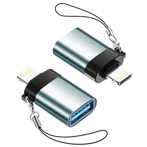 Lightning auf USB Adapter 2Pack, iPhone Adapter Lightning auf USB Kompakter mit Lanyard USB-OTG-Adapter f&uuml;r Apple iPhone/iPad, Unterst&uuml;tztUSB Flash Drive/MIDI Keyboard/Kamera/Kartenleser/Tastatur