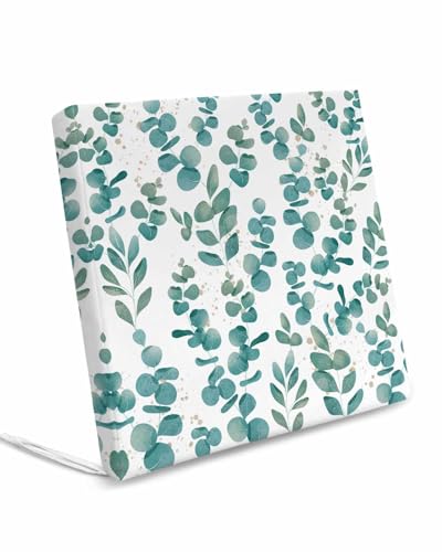 Pinroote Eucalyptus Leaves Patio Cushion Covers, Outdoor Cushion Covers Waterproof Seat Cushion Slipcovers, Watercolor Teal Botanical Pastoral Chair Cushion Cover for Garden Sofa 20