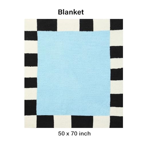 Blaue Fleece-Überwurfdecke, modern, kariert, gemütlich und weich, 127 x – Ansicht 5