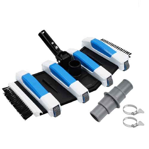 Image of TidyMister 4LB Professional Pool Vacuum Heads with Hose Adapter Connector 1-1 /4 inch or 1-1 /2 inch Set-Commercial-Grade Vac Head & Swivel Handle,Wheels for Vinyl Liner,Inground & Above-Ground Pool