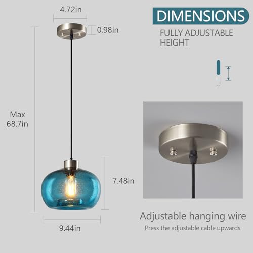 Lbsqj Blown Glass Pendant Lights Kitchen Island Modern Brushed Nickel Pendant Light Farmhouse Pendant Lighting For Dining Room Bedroom thumb #4