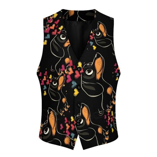 Dachshund Men's Suit Vests Dress Vest V-Neck Waistcoat Slim Business Formal with Pocket4