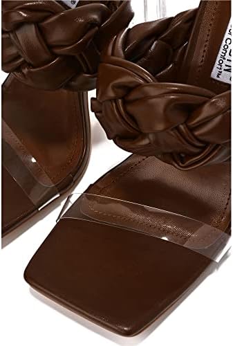 Cape Robbin Zimmer Chunky Block High Heels for Women, Transparent Booties for Women with Square Open Toe - Bronze Size 8 | Image 3