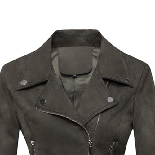 Manteau court daim synthétique vert avec finitions haut de gamme - 2