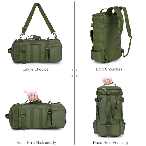 Mochila de pesca multifuncional con portacañas impermeable verde miniatura 6