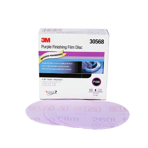 3M 30568 Hookit Purple 5" P1200 Grit Finishing Film Disc
