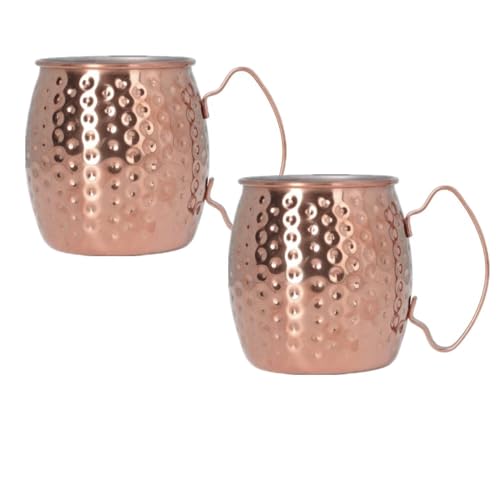Cyrank Moscow Mule Copper Mugs Set of 2, 500ml Drinking Cups Large Capacity Cocktail Mug Exquisite Stainless Steel Moscow Mule Mugs for Bars Hotels Restaurants