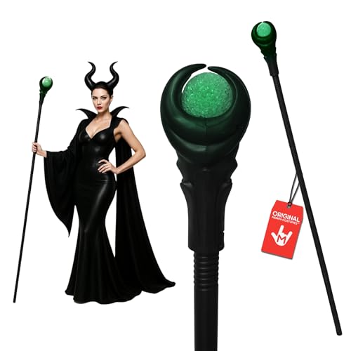 Nicky Bigs Novelties Light Up Wizard Staff Witch Staff with Crystal Ball Green Scepter Cosplay Costume Staffs Wizard Costume Accessory