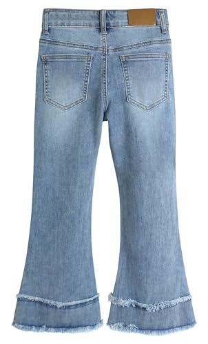 KIDSCOOL SPACE Girls Jeans, Split Hem with Dual Edges High Stretch Denim Flared Pants2