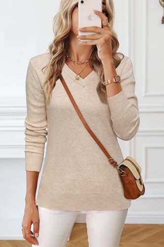 Image of Arach&Cloz Women's Wool Blend Fall Sweaters Business Casual Outfits 2026 | Soft&Breathable Pullover, Long Sleeve, V-Neck, Relaxed Fit Workwear, Business Casual, Teacher Outfits