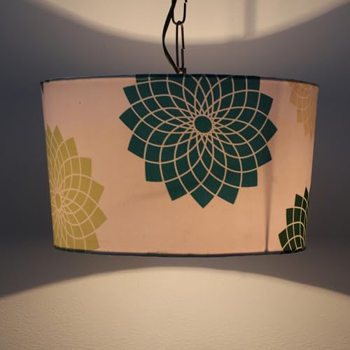 Image of Tu Casa Dahlia Floral Print Fabric Glow Pendent Light Hanging Lamp For Bedroom, Living Room, Lounge, Office, Gifting Area Without Bulb For Home Decoration (Height - 20 inch)