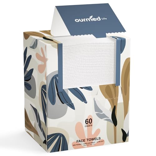 Ourmed Life Face Towels, Disposable Biodegradable Facial Towels for Sensitive Skin, Lint- free Facial Wipes for Washing Face, Skincare and Makeup Remover, Dry Wipes, 10