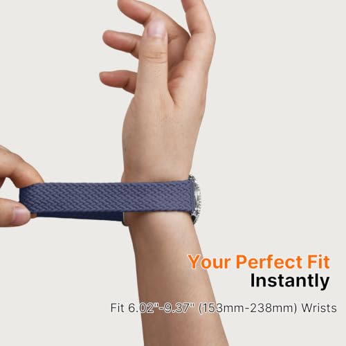 Image of Fullmosa 2 Packs Magnetic Braided Watch Bands - 18mm 20mm 22mm Quick Release Replacement Wristband, Stretchy Nylon Solo Loop Compatible with Traditional and Smartwatches for Men Women