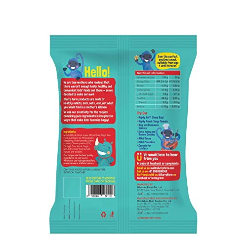 Image of Slurrp Farm Mighty Jowar Puffs | Khatta Meetha, Mild Masala, Cheddar Cheese, Tangy Tomato, Choco Ragi, Cheese & Herbs | Not Fried, No Maida | Healthy Snack for Kids, School Tiffin and Travel Friendly | 6 x 20g
