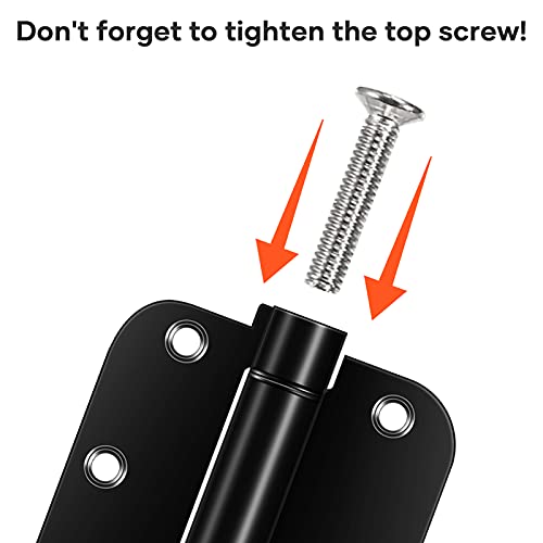 3.5'' Self-Closing Door Hinges, 3.5 Inch X 3.5 Inch Spring Hinges, Stainless Steel Adjustable Door Hinges With 5/8" Radius Corners, 3 Pack Auto Close Hardware Hinges (3.5'' 3Pack, Black) #TOP4
