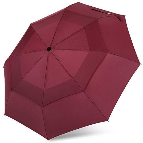 G4Free Compact Travel Umbrella with SAFE LOCK Windproof Double Canopy Auto Open Close Folding Umbrella