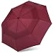 G4Free Compact Travel Umbrella with SAFE LOCK Double Canopy Windproof Auto Open Close Folding Umbrella (Wine Red)