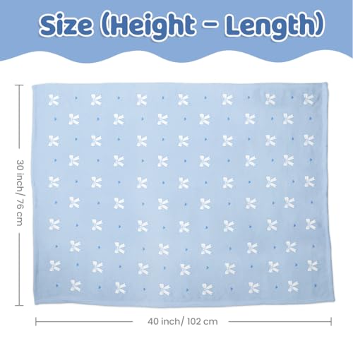 Image of SANDJEST Blue Bow Minky Blanket 30 x 40 Inches, Gift for Christmas Birthday