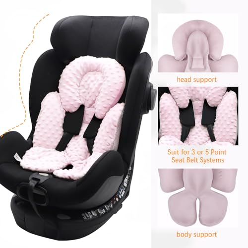 Image of KAKIBLIN Infant Car Seat Insert, Carseat Head Insert & Body Support for Newborn, 2-in-1 Reversible Newborn Car Seat Cushion, Soft Stroller Insert for Car Seats, Bouncer, Strollers, Swing (Pink)