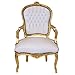 Chaise baroque - Chaise de salon - Chaise de salon - Accoudoir - Blanc et or - Cuir synthétique - Salle à manger - Bureau - Coiffeuse - Classique - Luxe - Moderne - Rétro Royal - Dining Chair
