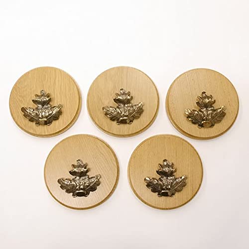 GTK Oferta 5 placas de cuña redondas de roble claro AF 15 cm, tabla cuña, tabla de especias, letrero de trofeos con 5 hojas de roble de portada grande