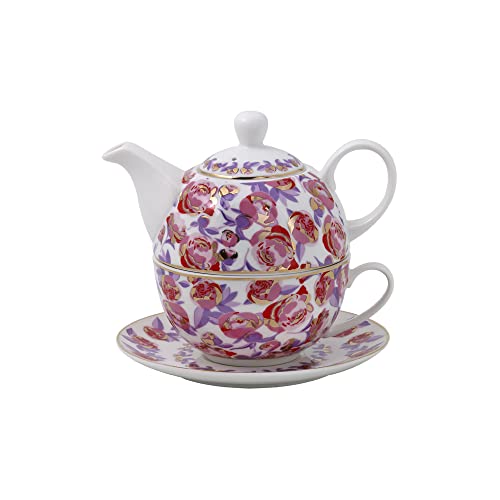 TEA SHOP - Tea for One Peony - Juego de Té con Tetera, Taza y Plato - Accesorios para té o infusiones
