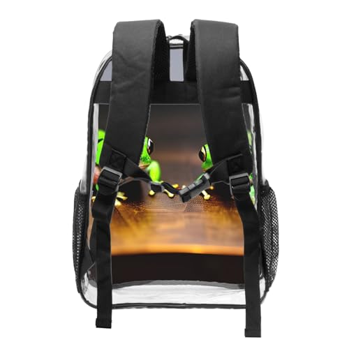 Cute and funny Funny Frogs Print Work Travel Stadium Events Transparent Backpack PVC Clear Bag Large Side Pockets2