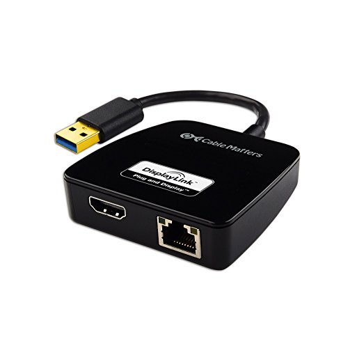 Cable Matters USB to HDMI Adapter (USB 3.0 to HDMI Adapter, USB 3 to HDMI Adapter) with Gigabit Ethernet in Black