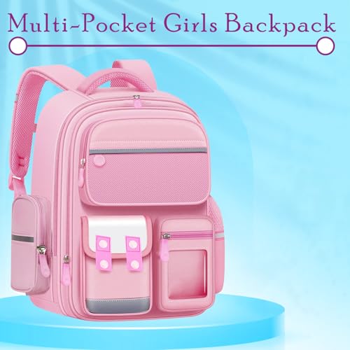 Image of Storite School Backpacks for Girls Stylish Bags for Girls Kids 7-12 Years Old Cartoon Water Resistant Backpack Durable Burden Relief School Bag Birthday