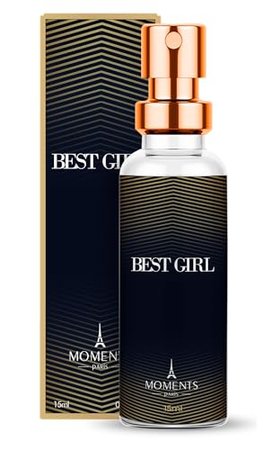 Perfume de Bolsa Feminino BEST GIRL 15ml Moments Paris Maravilhosa Fragrância Floral Oriental Parfun Longa Duração Alta FIxação EDP Parfun Mini Spray Noite Mulher Jovem Sofisticada e Sensual.