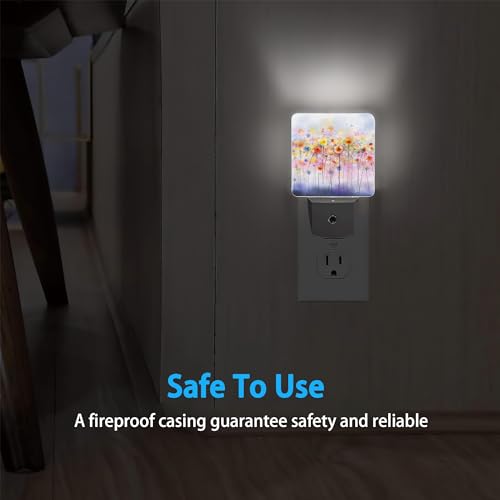 Image of Night Light,Abstract Watercolor Floral Night Lights Plug into Wall Dusk to Dawn Sensor Led Lamp for Women Men,Led Lights for Stairway /Hallway /Bedroom,0.5W
