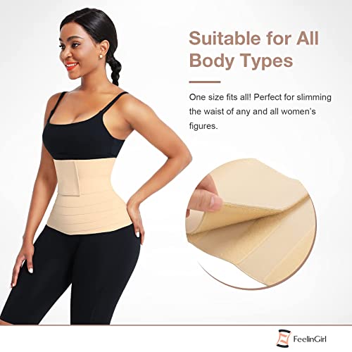 Feelingirl Waist Trainer For Women Sauna Trimmer Belt Tummy Wrap Plus Size (One Size, Beige) #TOP4