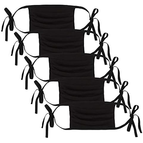 Pleated Adult Face Mask Self-Tie 5 Pack Adult Self Tie Mask Cover