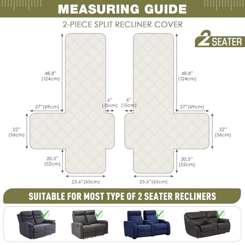 Image of TAOCOCO 100% Waterproof Loveseat Recliner Covers 2 Seater, Split Loveseat Covers for Reclining loveseat, Non Slip Reclining Couch Cover with Double Straps for Kids, Pets(2 Seater, Green)
