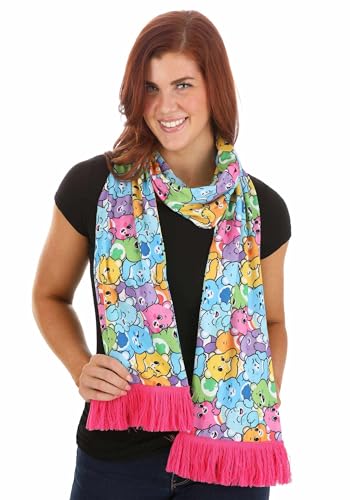 Care Bears Winter Scarf Polyester Jersey Knit Fabric, Fringe Ends, All Over Print 76