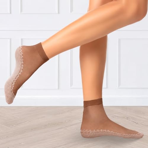 Image of InnoHHustle Sheer Socks, 12 Pairs Nylon Socks for Women Sheer Ankle Sock Women Ankle Stockings Silk Sock