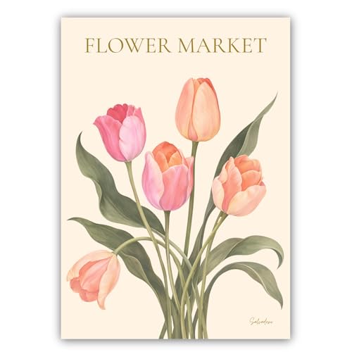 SALVADERO Affiche Flower Market 40x50cm - Décoration murale tendance (Sans cadre)