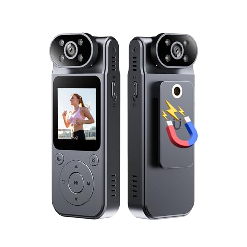 Andoer - Cámara Corporal 4K con Grabación de Audio y Video Portátil, Lente Giratoria de 180°, Visión Nocturna con Clip Trasero Magnético para Viajes Personales