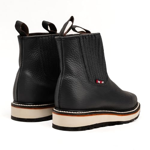 Ultra Flex Double Density Lightweight Men Square Soft Toe Short/Ankle Work Boots - Premium Full Grain Leather, Black4