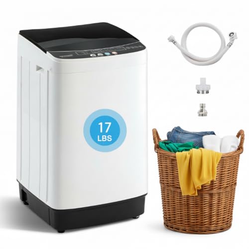 DOGHLY 17 lbs Portable Washing Machine, Full-Automatic Laundry Machine with Stainless Steel Drum, 10 Wash Cycles, Compact Washer and Spin Dryer Combo for...