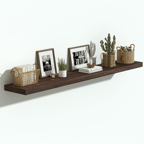 Image of Vivelove Elm Wood Floating Shelf 48x8 inch Set of 1, Dark Walnut