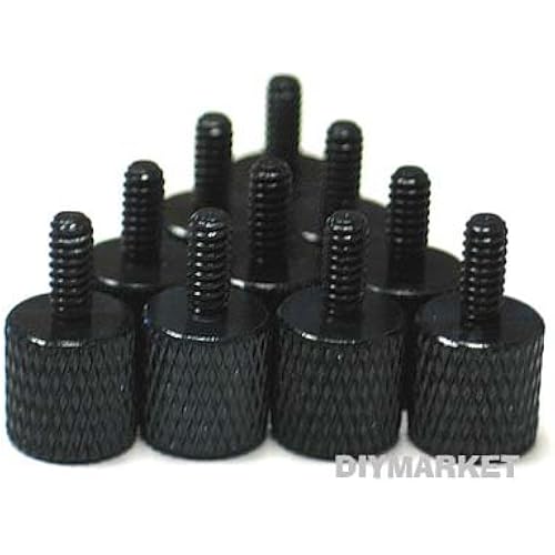 10 x Black Anodized Alumium Computer Case Thumbscrews (6-32 Thread) for Cover / Power Supply / PCI Slots / Hard Drives
