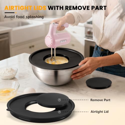 Image of Lord Eagle 5-Speed Hand Mixer Electric With 4 Mixing Bowls Set