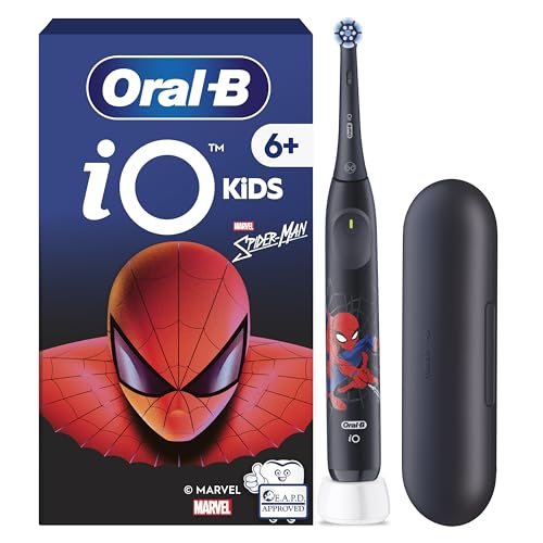 Oral-B iO Kids Marvel Spiderman Electric Toothbrush, 1 Toothbrush Head, 1 Travel Case, 3 Modes with Kid-Friendly Sensitive Mode, 2-Min Music Timer, for Ages 6+