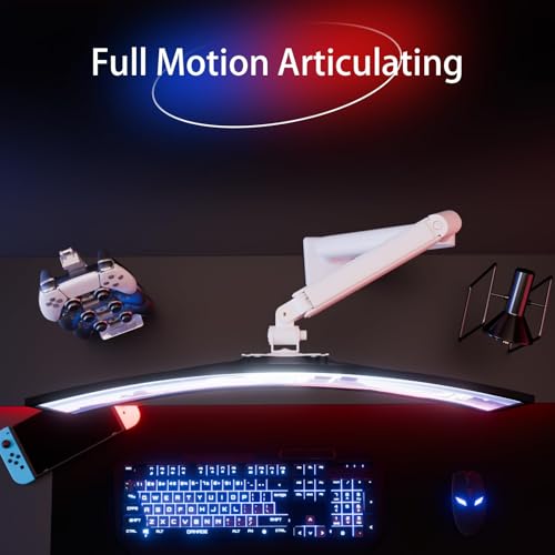 ETHU Einzel Monitor Halterung Schreibtischhalterung für 13-32 Zoll Bildschirme bis zu 9 kg, Höhenverstellbarer Monitorarm mit Neigungen, Schwenken, Dreht, Monitorhalterung VESA 75 & 100 mm (Weiße)