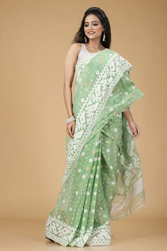 Image of OISHANI SAREE GHOR Women's Traditional Bengal Cotton Silk Soft Jamdani Saree - Beautiful design and Quality - Without Blouse Piece