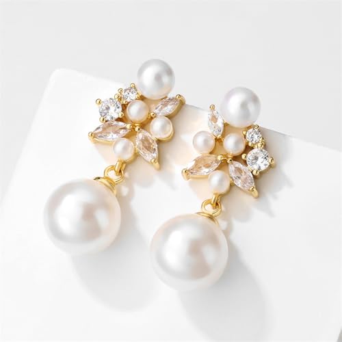 Pearl Drop Dangle Earrings for Women, Pearl Wedding Earrings for Brides Dangling, CZ Bridal Earrings for Wedding Bridesmaids, Prom Jewelry Gifts4
