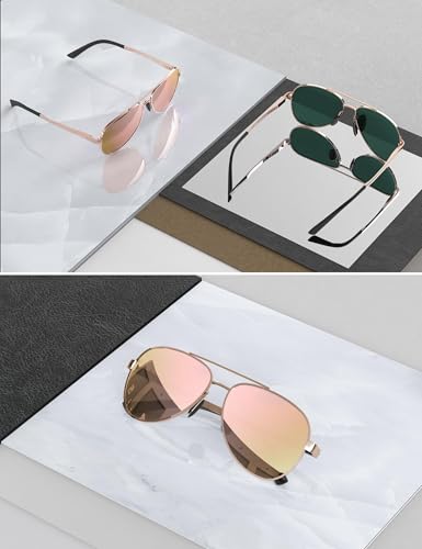 Image of LUENX Aviator Sunglasses for Women Men Polarized Lens Trendy Sun Glasses - UV 400 Protection 60MM with Accessories Driving