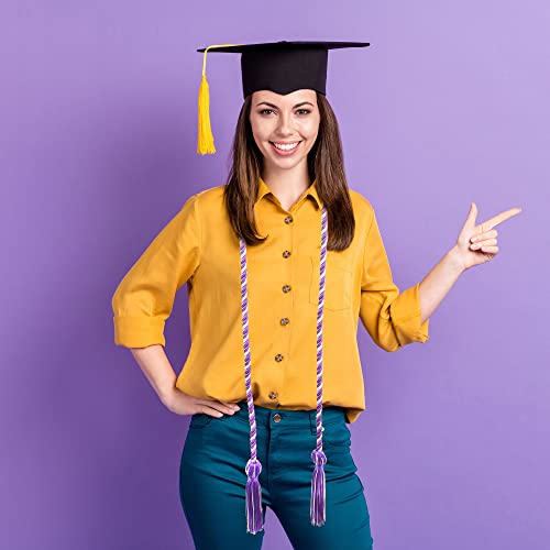 Image of Trounistro 8 Pieces Graduation Cords Yarn Honor Cords with Tassel for College Graduation Students (White with Purple)