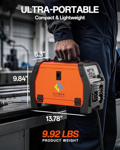 Image of HITBOX Synergy MIG Welder 110V /220V 145A Flux Core Welder 4 IN 1 Gasless MIG /Lift TIG /Stick /Support Spool Gun Portable Welding Machine with Large Colorful Digital Display